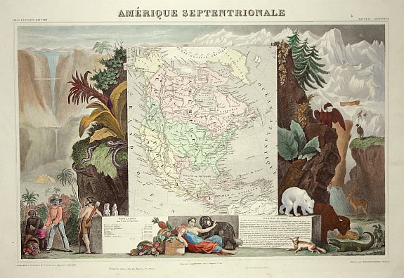 LEVASSEUR:V., Amerique Septentrionale, antique map, old maps