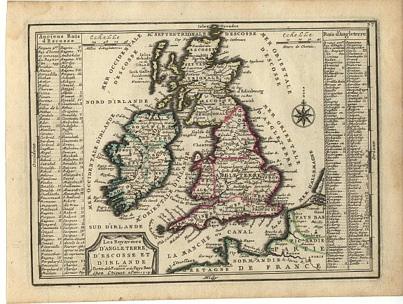 CHIQUET., Les Royaumes D'Angleterre,D'Escosse et D'Irlande, antique map, old maps