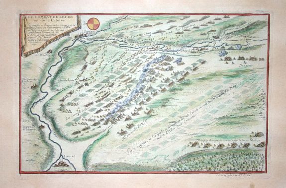 FER, N de, Le Combat de Leuze., antique map, old maps