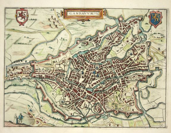 GUICCIARDINI L., Gandauum Ghent, antique map, old maps