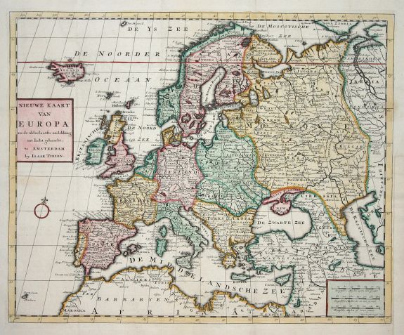TIRION,I., Nieuwe Kaart van Europa, antique map, old maps