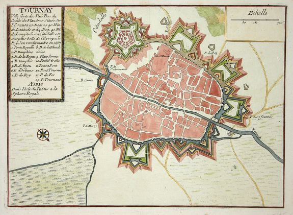 FER, N de, Tournay., antique map, old maps