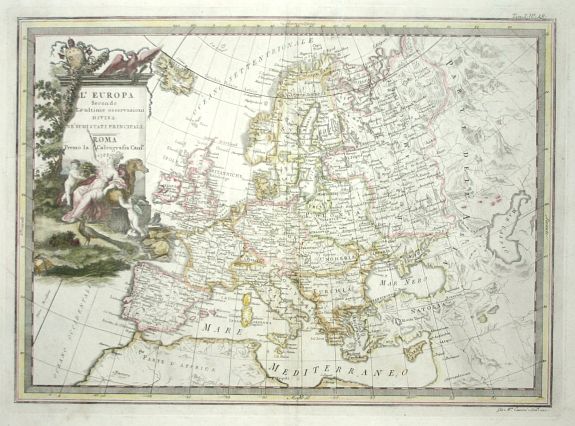 CASSINI, G.M., L' Europa Secondo Le ultime osservazioni divisa ne' suoi Stati Principali, antique map, old maps