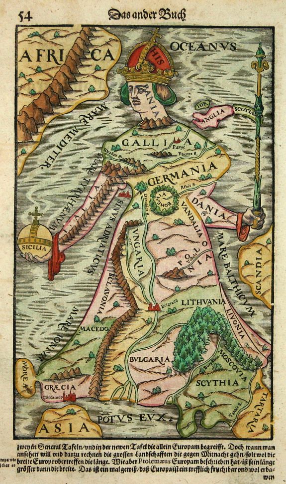 MÜNSTER,S., Europa Regina, antique map, old maps