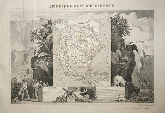 LEVASSEUR:V., Amerique Septentrionale, antique map, old maps