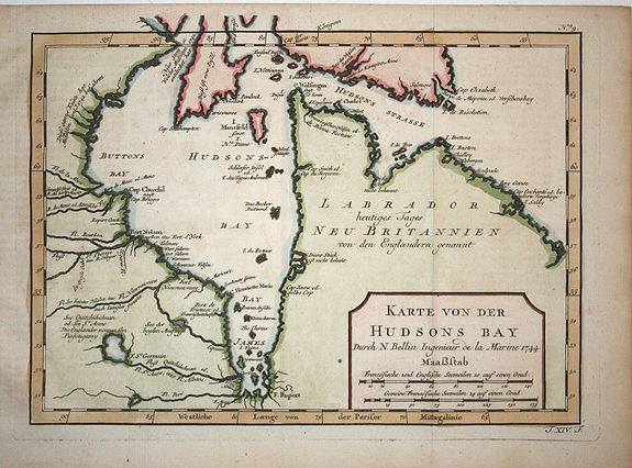 BELLIN,J.N., Karte von der Hudsons Bay, antique map, old maps