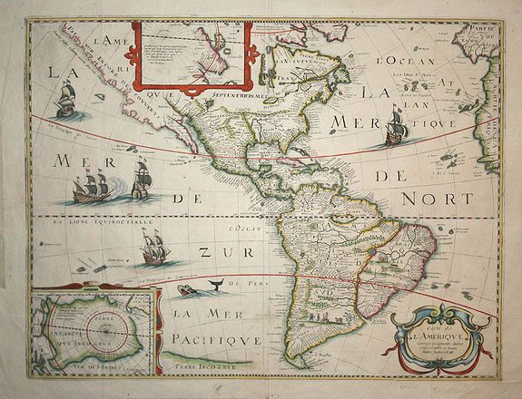 BERTIUS, P., Carte de l' Amerique Corrigee, et augmentee, antique map, old maps