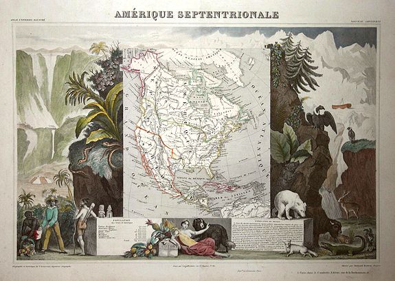 LEVASSEUR, V., Amerique Septentrionale, antique map, old maps
