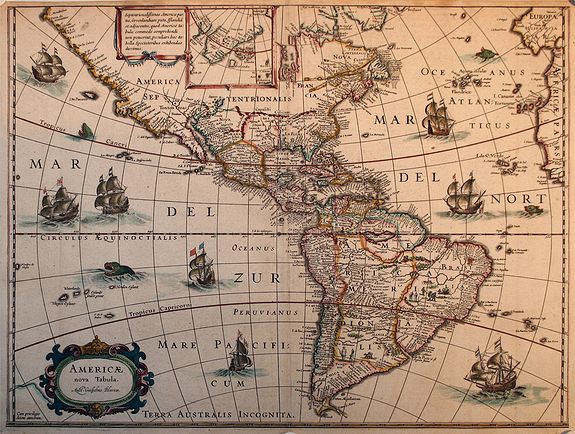 BLAEU,W., Americae nova tabula, antique map, old maps