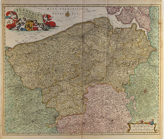 VISSCHER,N., Flandriae Comitatus, antique map, old maps