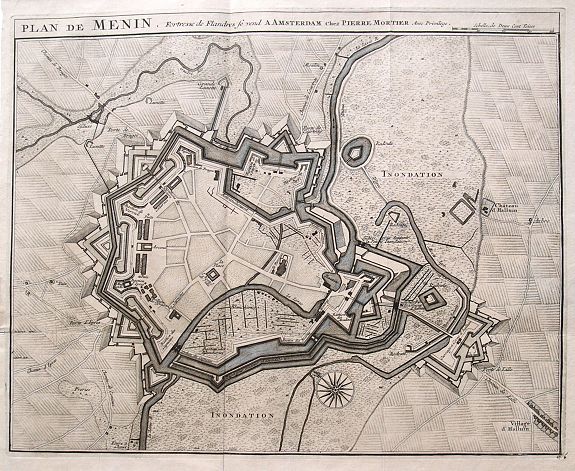 MORTIER, P., Plan de Menin. Fortresse de Flandres..., antique map, old maps