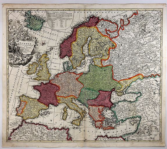 HOMANN, J., Europa Christiani Orbis Domina In Sua Imperia, Regna et Status. . ., antique map, old maps