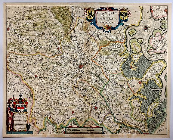BLAEU, W., Flandriae Partes Duae. . ., antique map, old maps