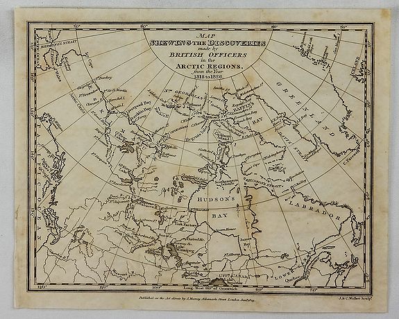 WALKER, J & C., Map Shewing the Discoveries made by British Officers in the Arctic Regions., antique map, old maps