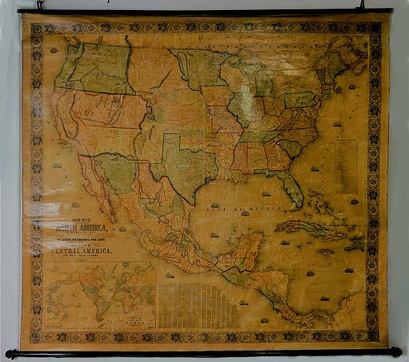 MONK, J., New Map of the Portion of North America, Exhibiting the United States and Territories, The Canadas, New Brunswick, Nova Scotia, and Mexico also Central America, and the West India Islands., antique map, old maps