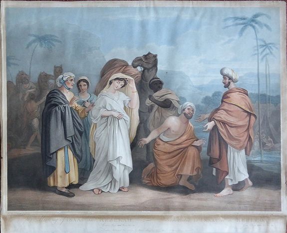 GODBY, James / SMIRKE Robert. , The Meeting of Isaac and Rebekah - Recontre d'Isaac et de Rebecca., antique map, old maps