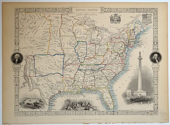 TALLIS, John., United States., antique map, old maps