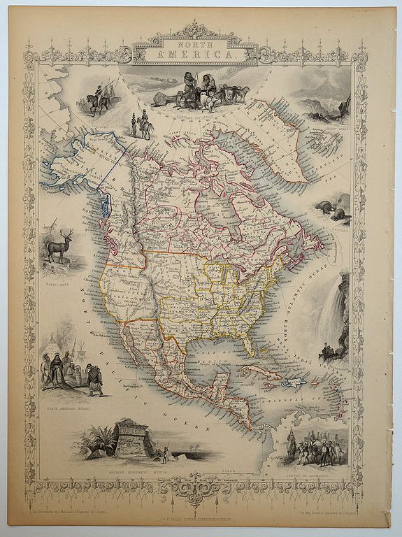 TALLIS, John., North America., antique map, old maps