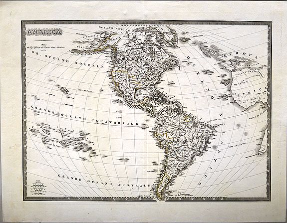 ANON., America, dono alli. signori Associati del Costume Antico e Moderno., antique map, old maps