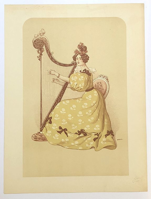 L'Estampe Moderne, Auguste Roedel - La Harpiste., antique map, old maps