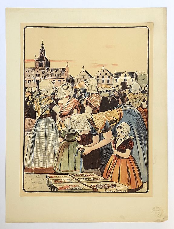 l'Estampe Moderne, Fernand Piet - Un Marché de Zelande, antique map, old maps