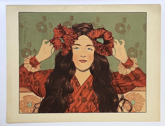 l'Estampe Moderne, Gaston Darbour -Jeune Fille aux Coquelicots., antique map, old maps