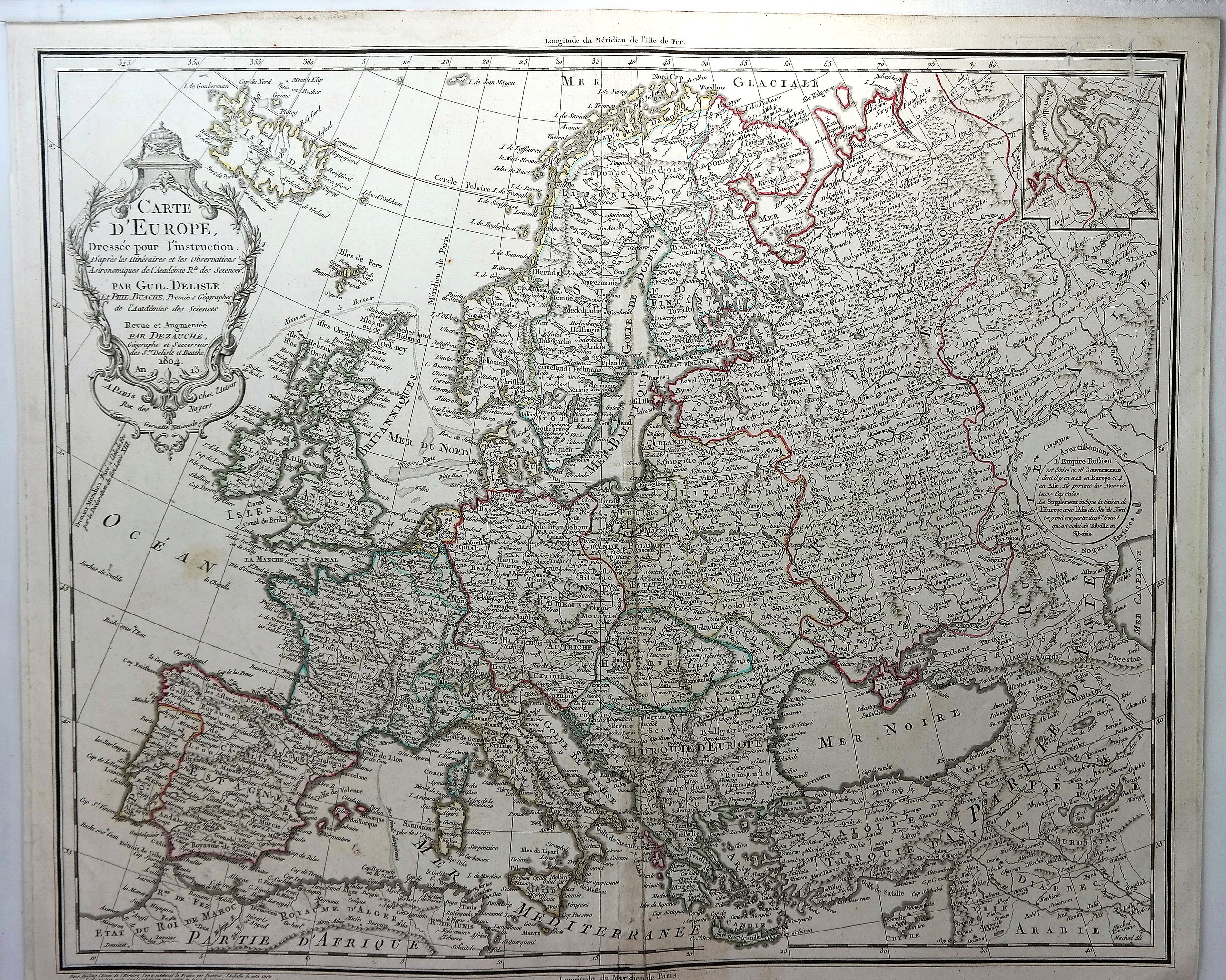 DELISLE, G., Carte D’Europe Dressee pour L’Instruction. . ., antique map, old maps