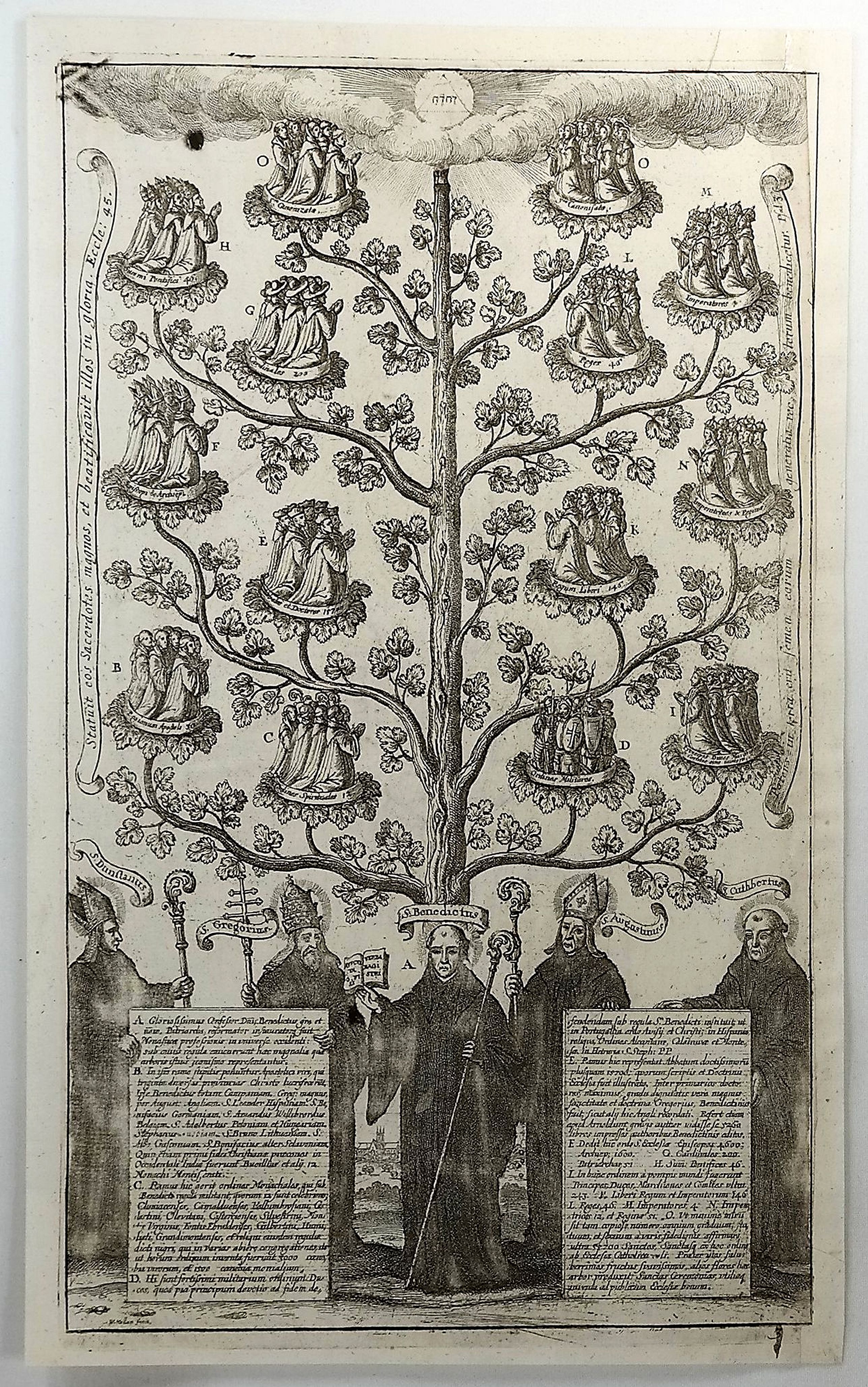 HOLLAR, W., Order of St. Benedict (The Benedictine Tree)., antique map, old maps
