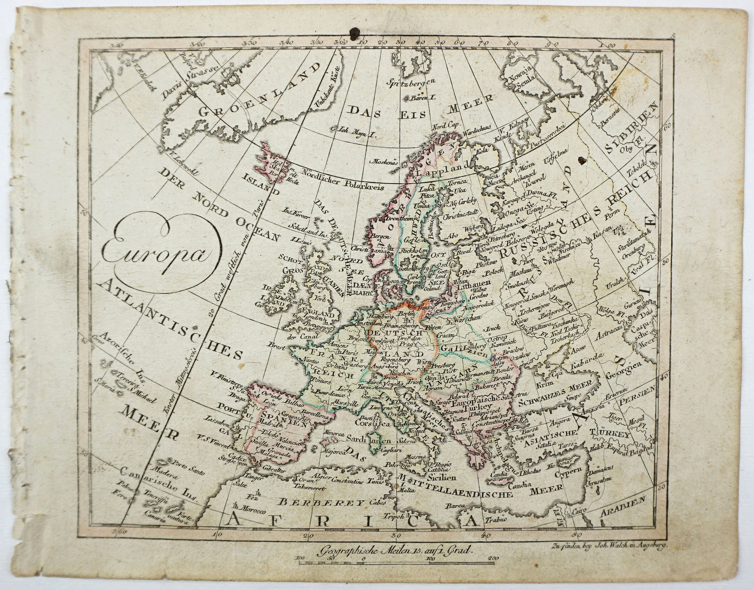 WALCH, J., Europa., antique map, old maps