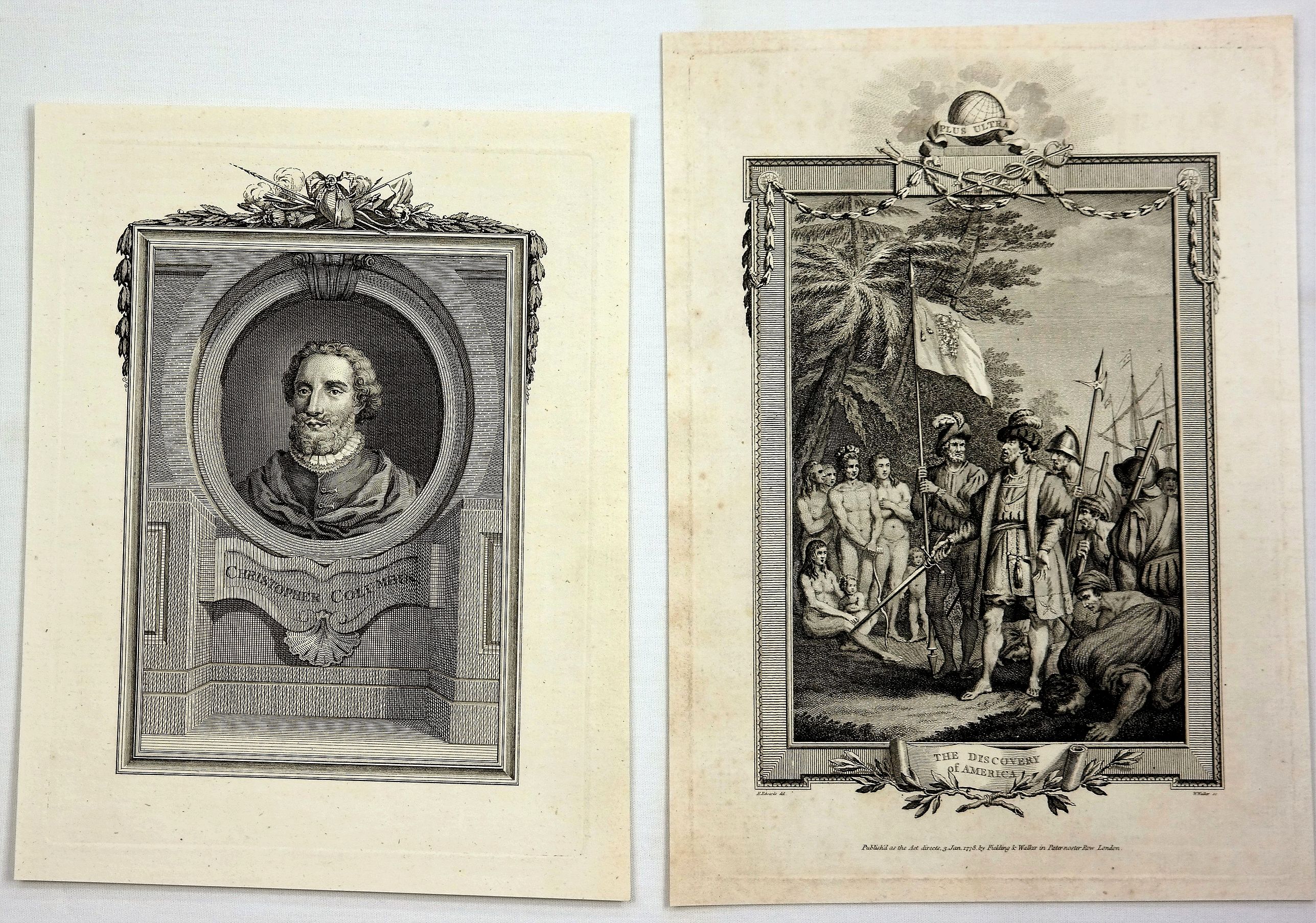 WALKER, W., Christopher Columbus & the Discovery of America. , antique map, old maps