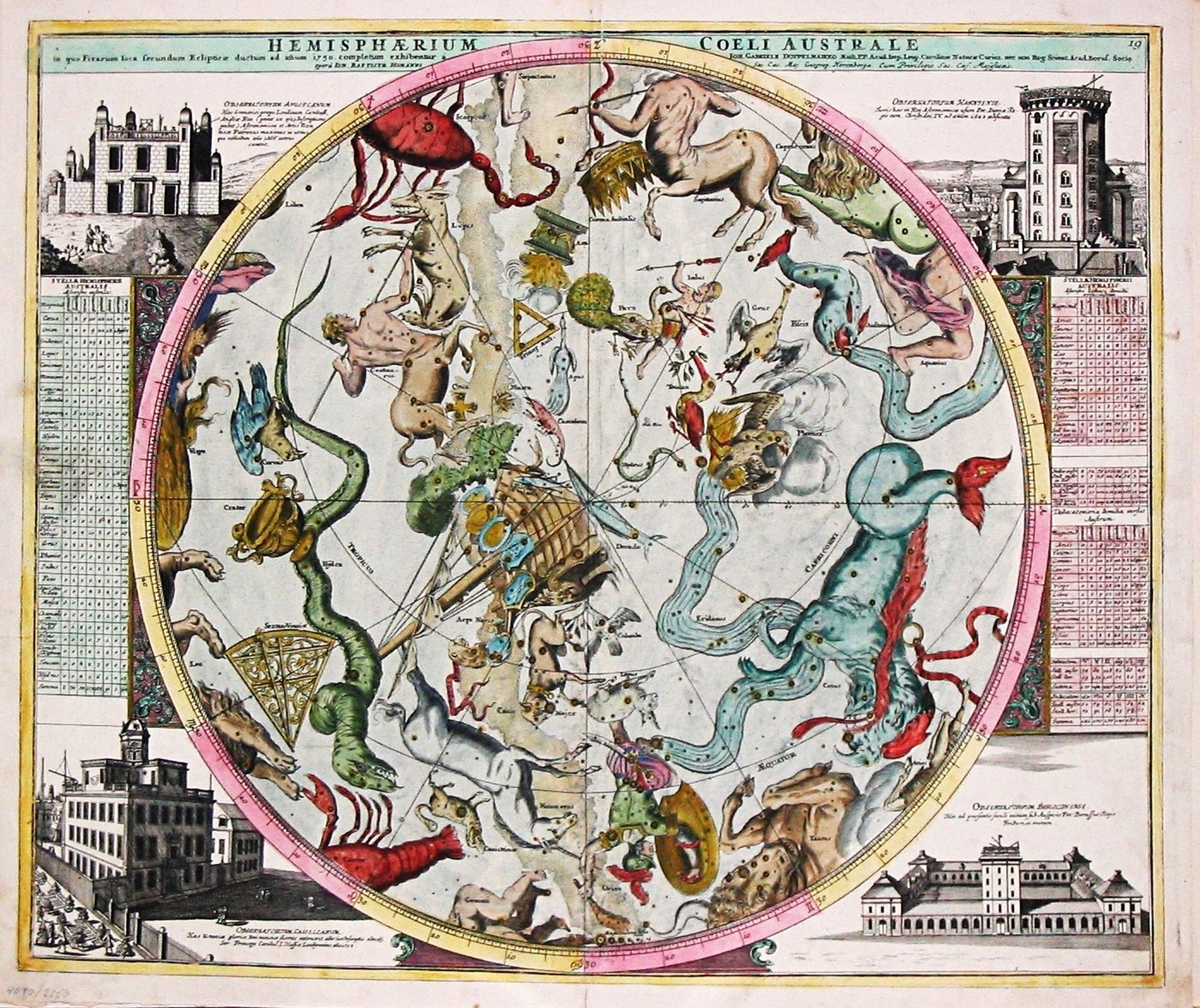 Doppelmayer, M., Hemisphaerium Coeli Australe., antique map, old maps