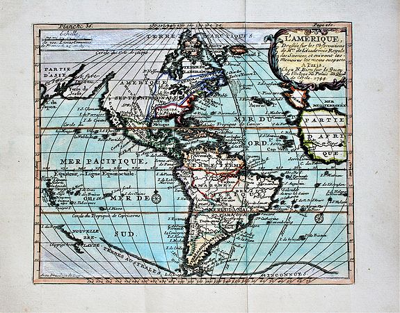 Bion, N., L'Amerique, Dressee sur les Observations de Mrs. de l'Academie Royale des Sciences, et suivant les Memoires les moins suspects., antique map, old maps