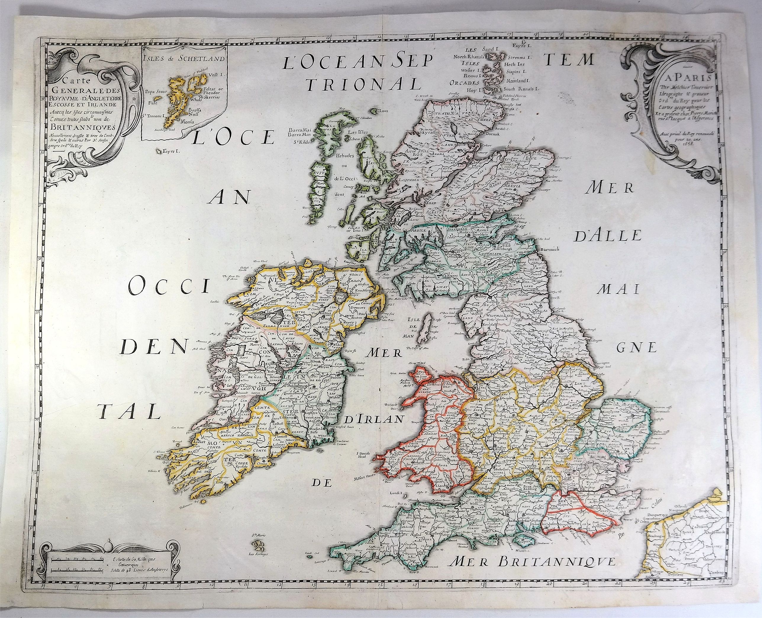 SANSON / MARIETTE., Carte Generale Des Royaume d’Angleterre, Ecosse et Irelande., antique map, old maps
