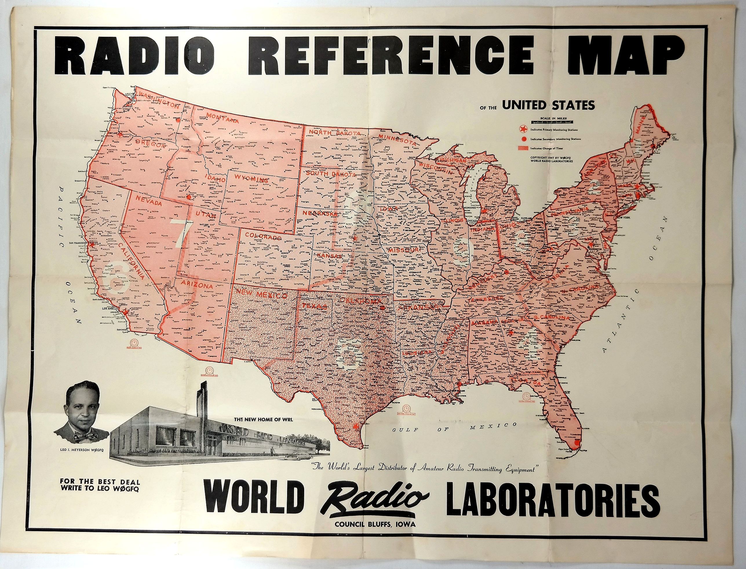 MEYERSON, L., Radio Reference Map., antique map, old maps