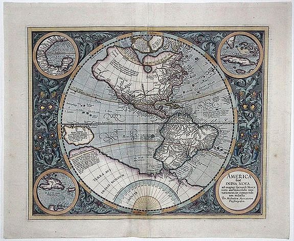 MERCATOR, G., AMERICA TRUE INDIA NOVA ad magna Gerardi Mercatoris aui Vniversalis imitationem in compendi. Um redacta'. , antique map, old maps