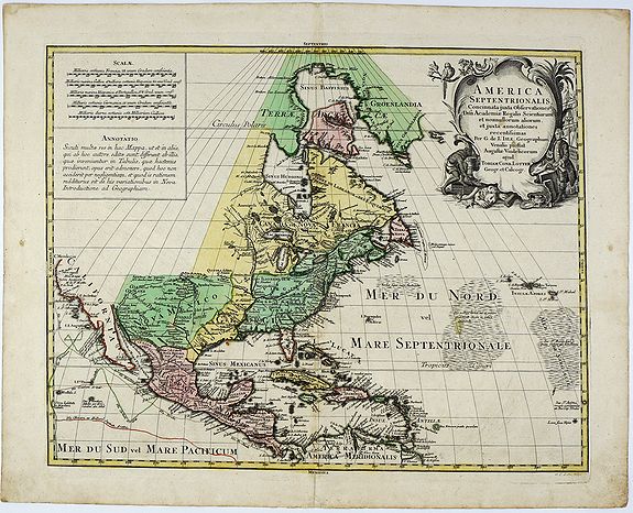 LOTTER, T.C., America Septentrionalis Concinnata juxta Observationes . . ., antique map, old maps