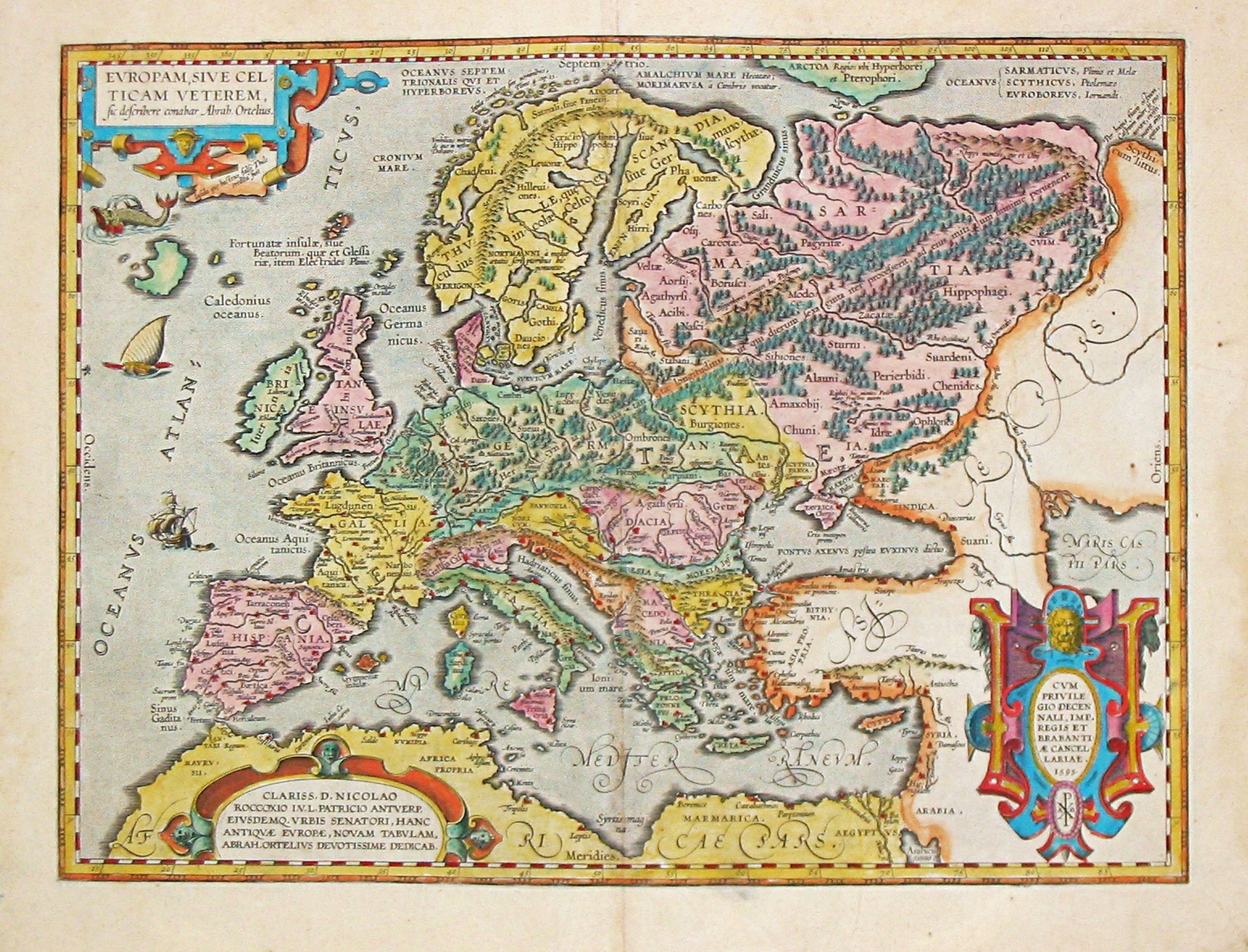 ORTELIUS, A., Europam, sive Celticam Veterem., antique map, old maps