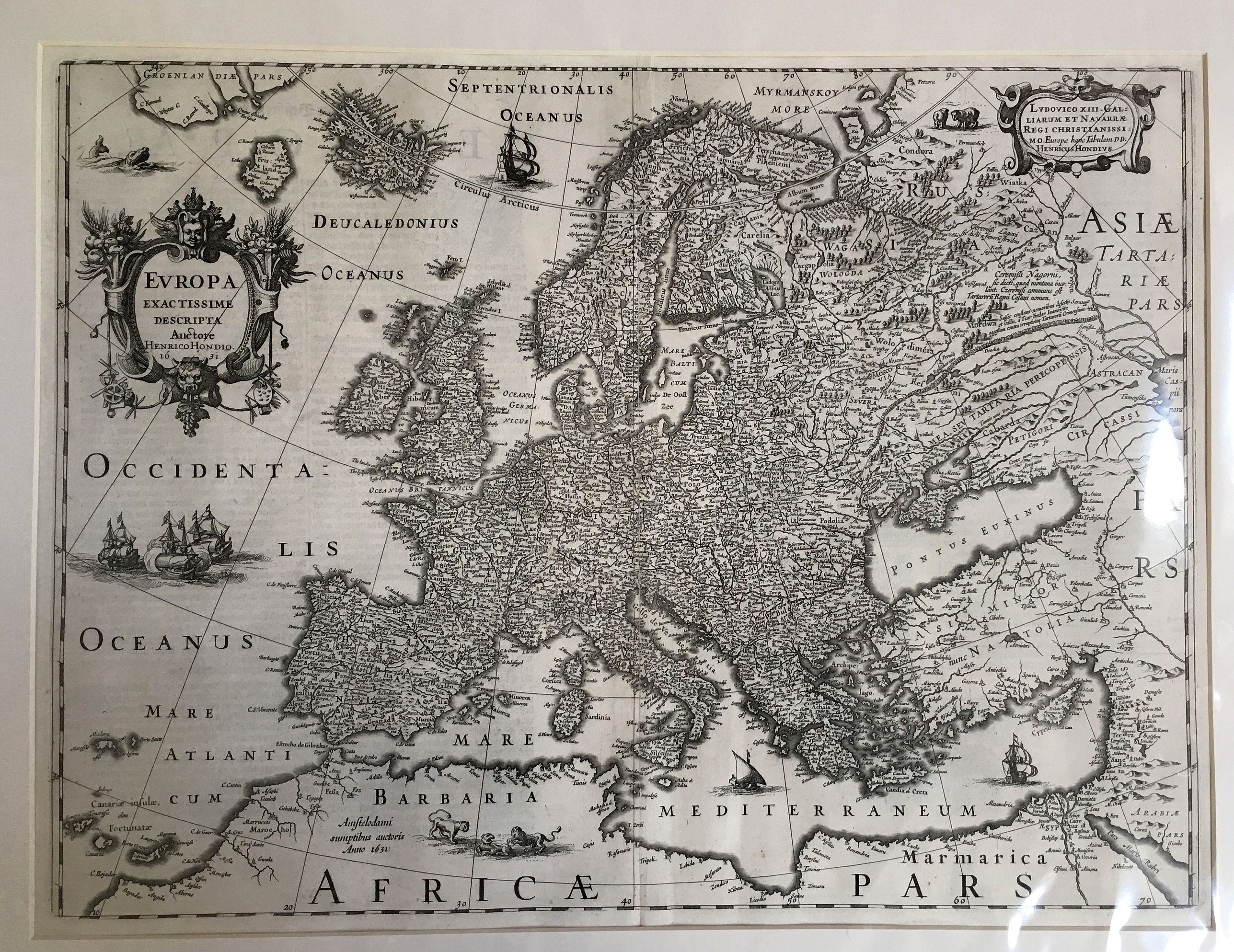 HONDIUS, H., Europa Exactissima Descriptio., antique map, old maps