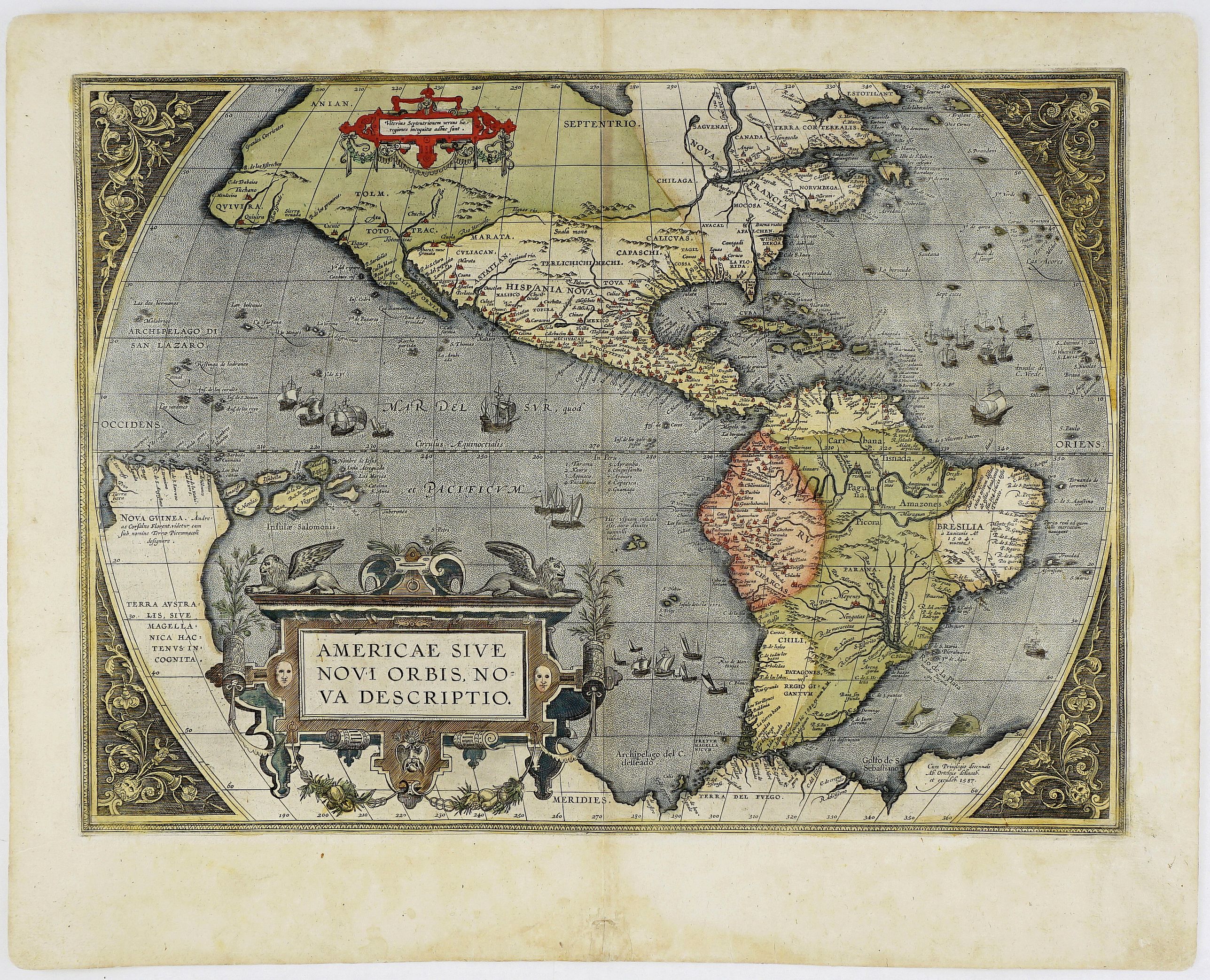 ORTELIUS, A., Americae Sive Novi Orbis Nova Descriptio., antique map, old maps