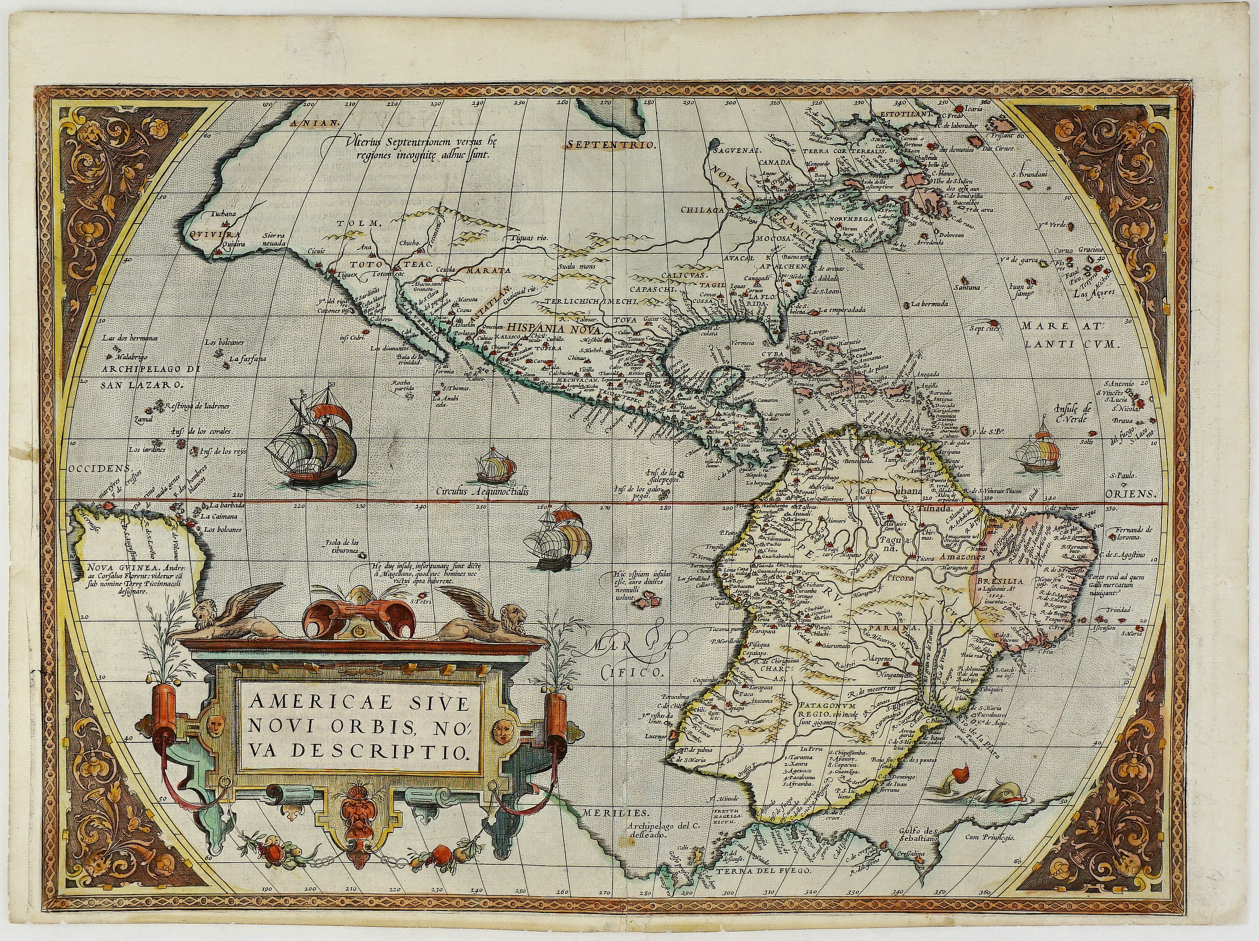 ORTELIUS, A., Americae Sive Novi Orbis Nova Descriptio., antique map, old maps