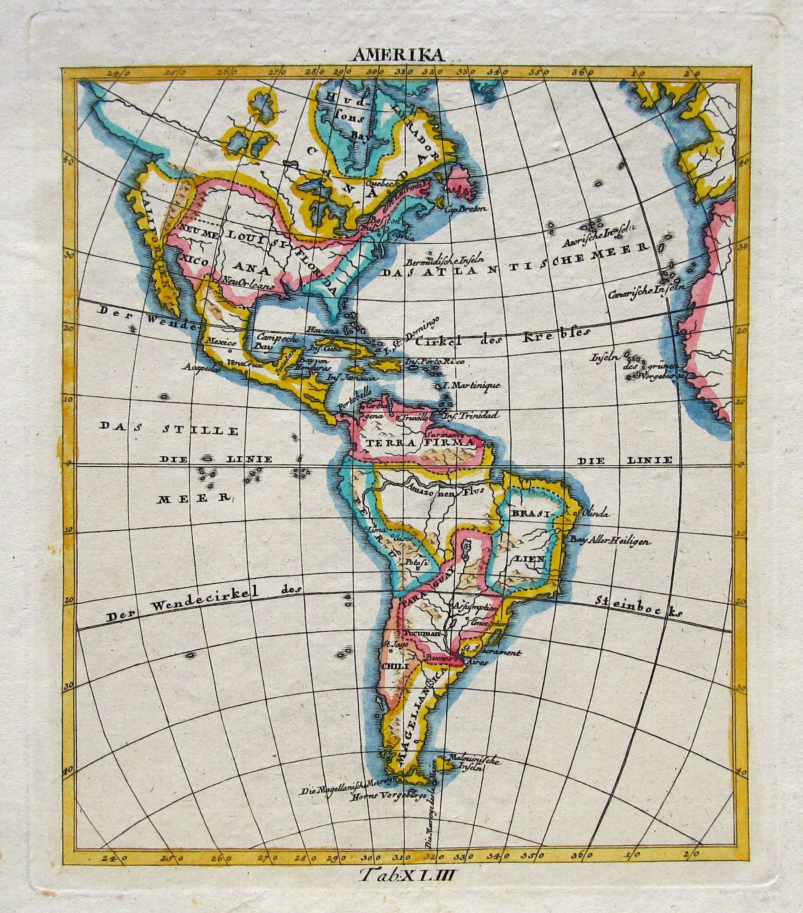 CHODOWIECKI, D., Amerika., antique map, old maps