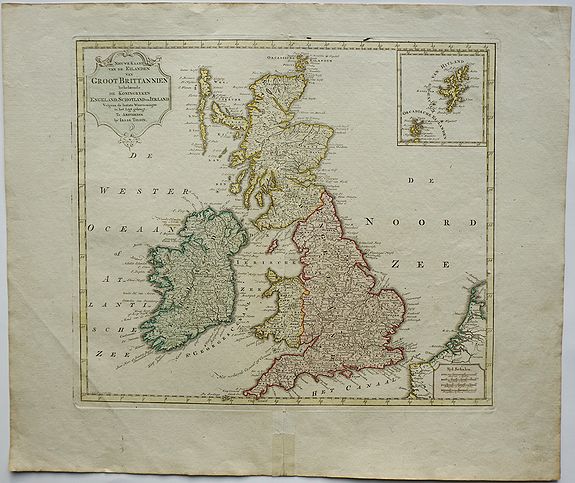TIRION, I., Nieuwe Kart van de Eilanden van Groot Brittannien great Brittannien. . ., antique map, old maps