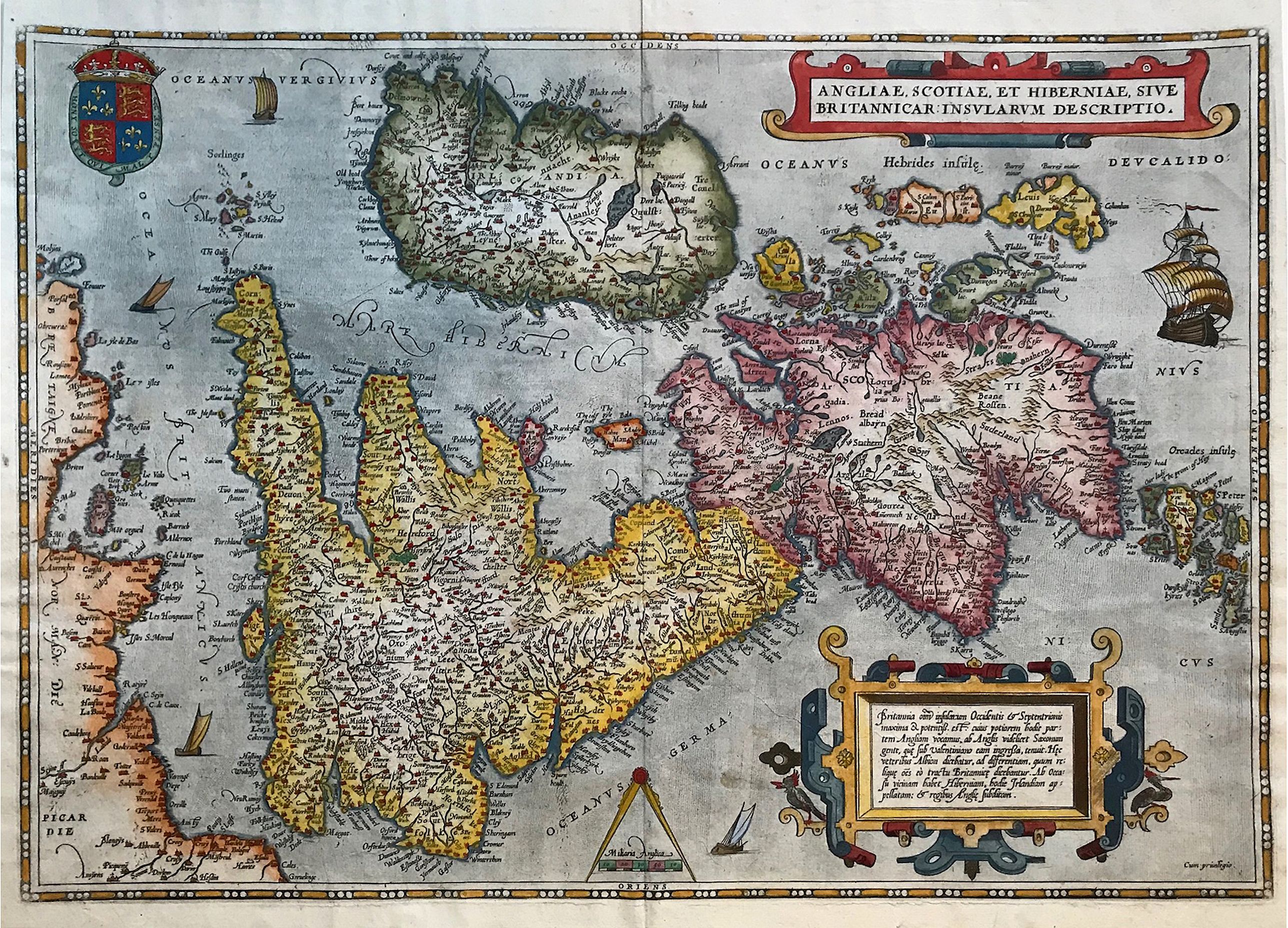 ORTELIUS, A., Anglia, Scotiae et Hiberniae, Sive Brittannicar: Insularum Descriptio, antique map, old maps