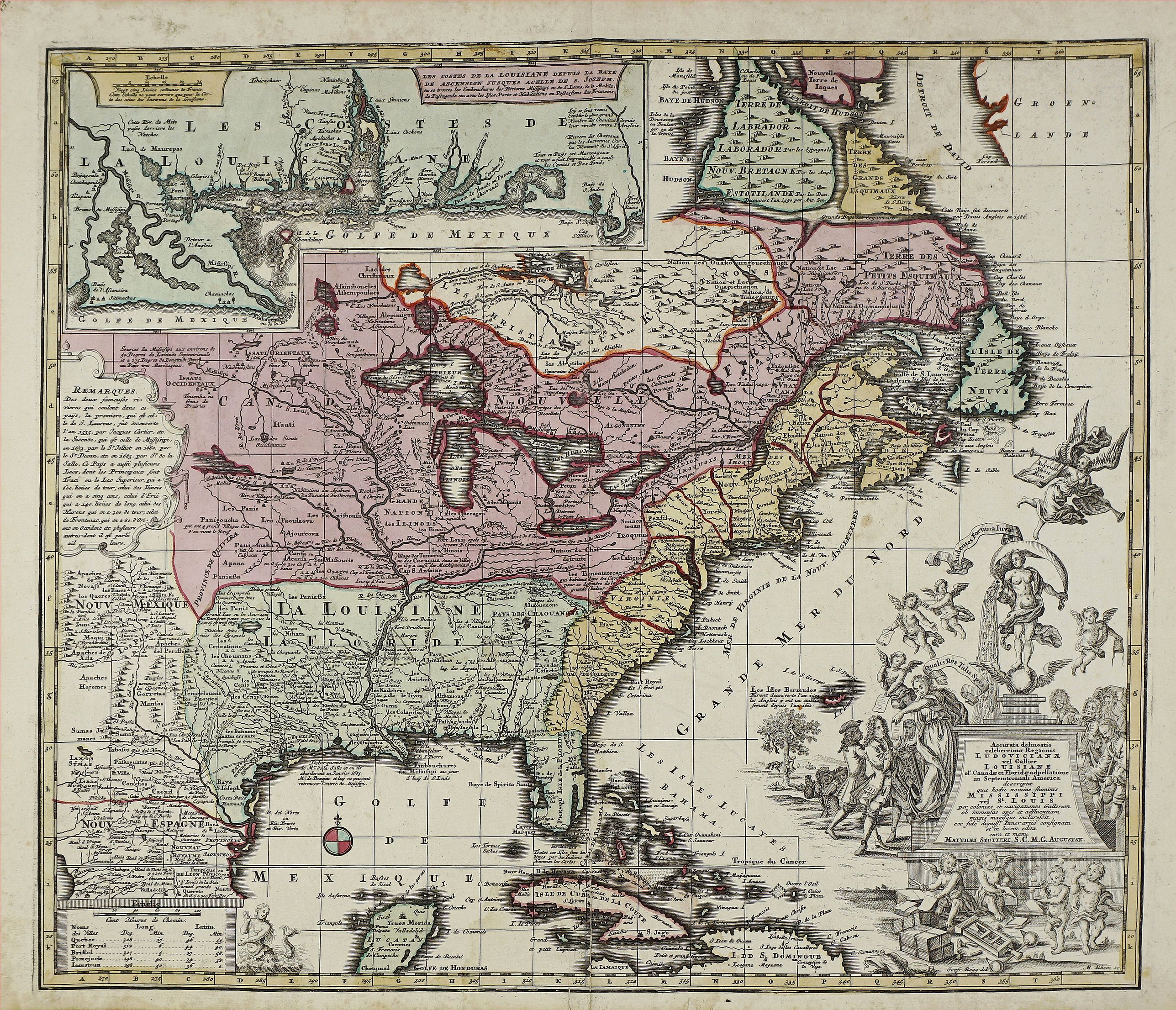 SEUTTER, M., Accurata delineatio celeberrimae Regionis Ludovicianae vel Gallice Louisiane ol Canadae et Floridae. . ., antique map, old maps