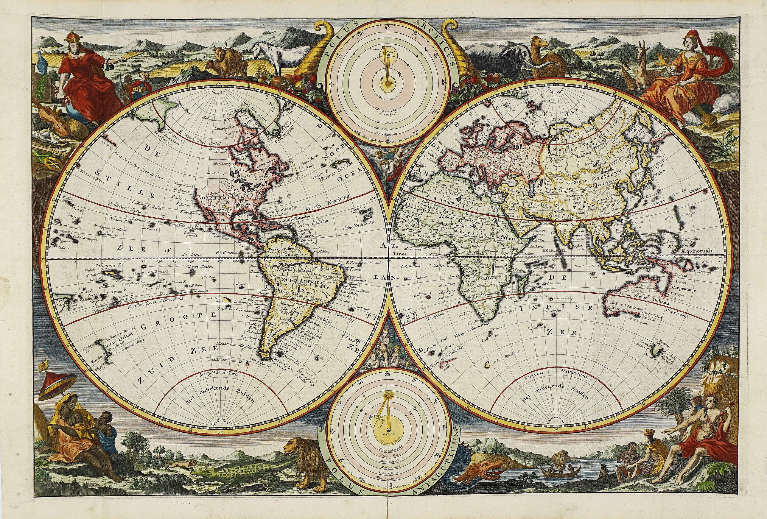 STOOPENDAAL, D., Werelts., antique map, old maps