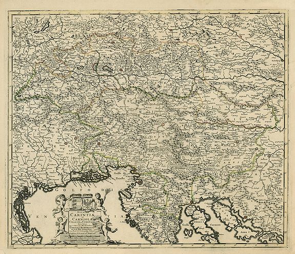 COVENS / MORTIER. , Ducatus Carinthiae et Carniolae, Cilleiae que Comitatus Nova Tabula qua et Pars est Meriditionalir circuli Austriaci. . ., antique map, old maps