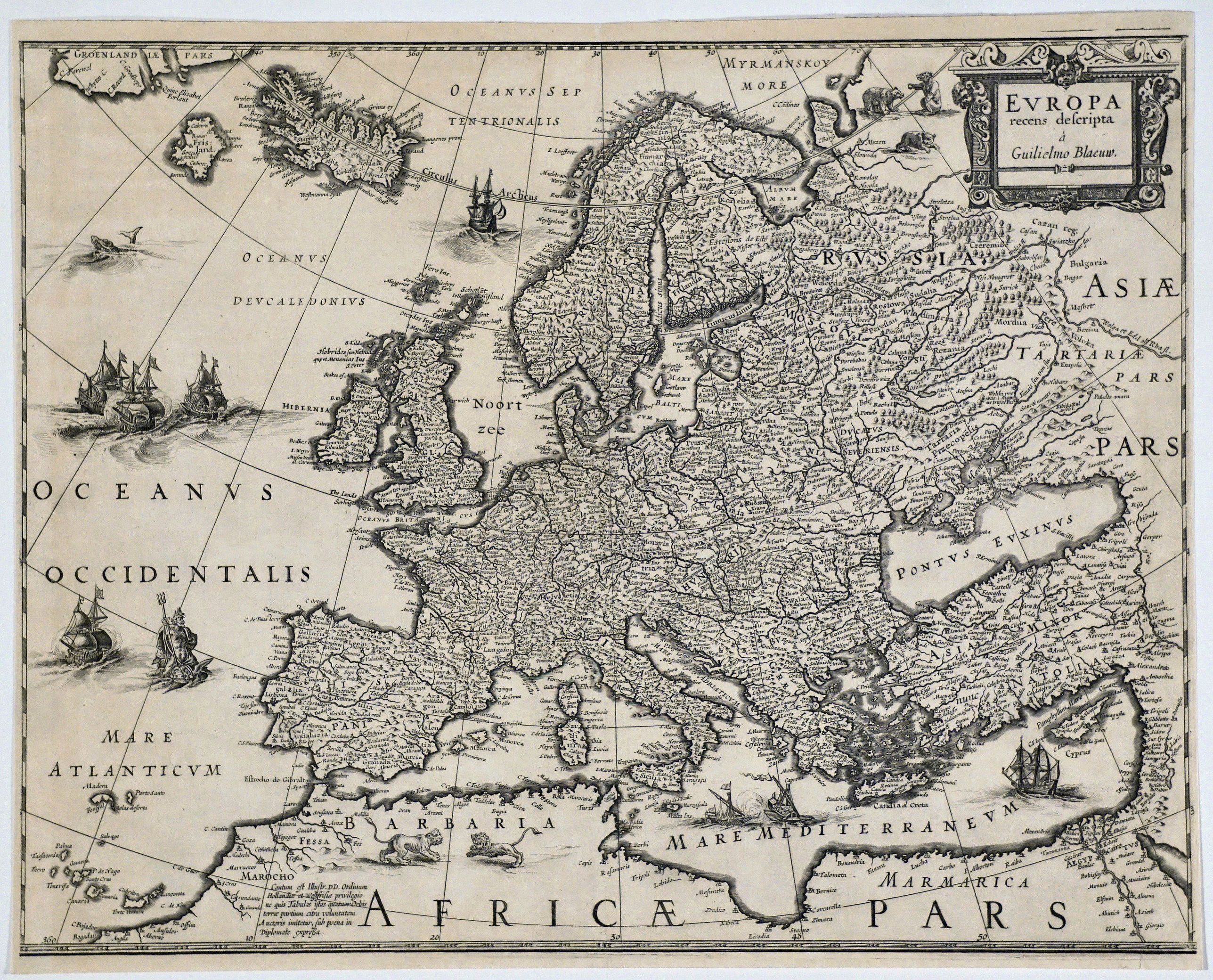 BLAEU, G., Europa recens descripta a Guilielmo Blaeuw. , antique map, old maps