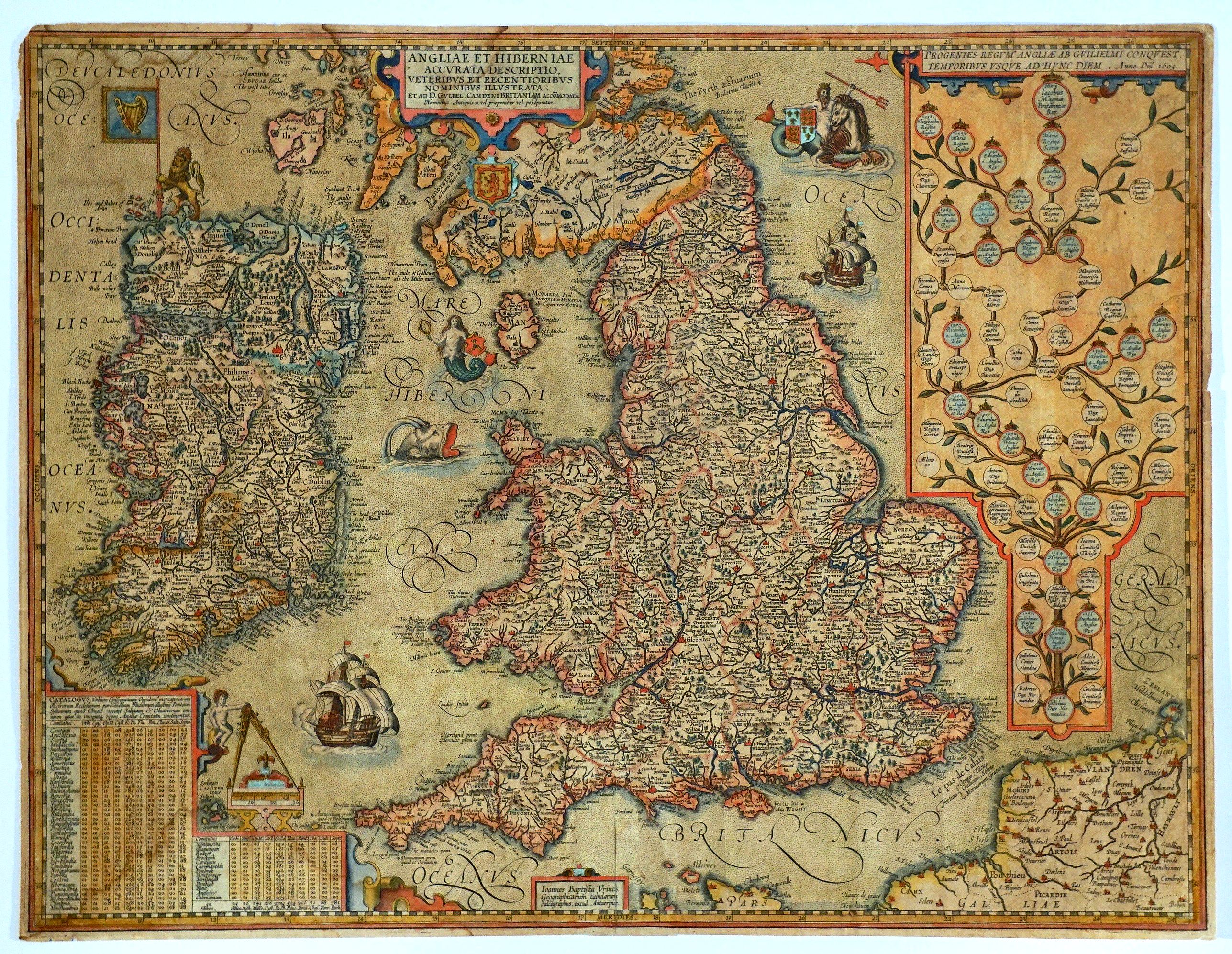 ORTELIUS, A. / VRIENTS, J.B., Angliae et Hiberniae Accurata Decriptio. . ., antique map, old maps