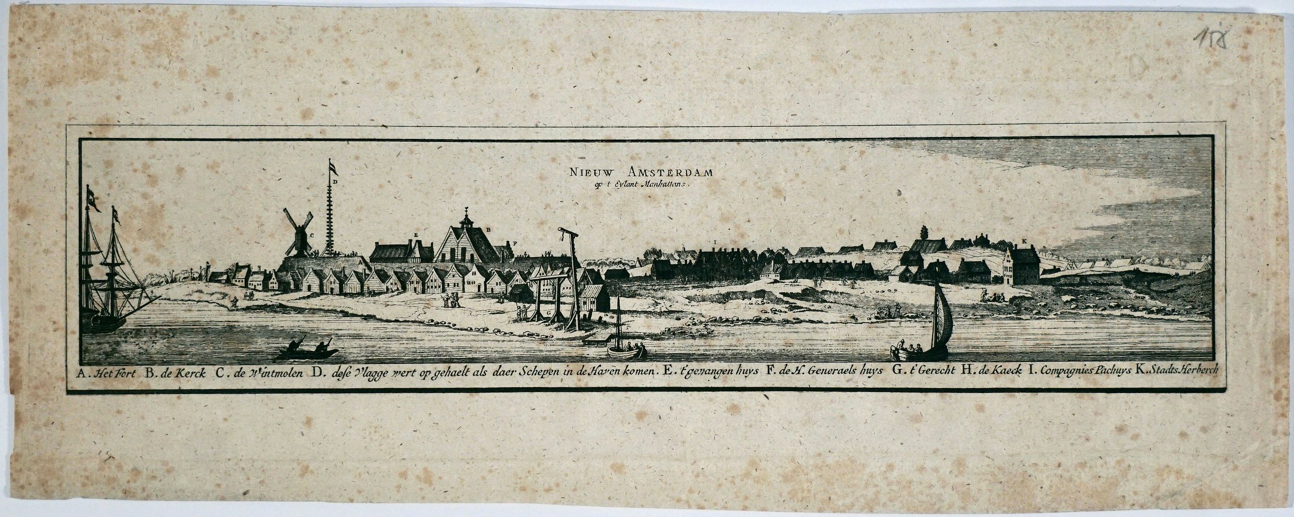 BLAEU, J., Nieuw Amsterdam op t Eylant Manhattans., antique map, old maps