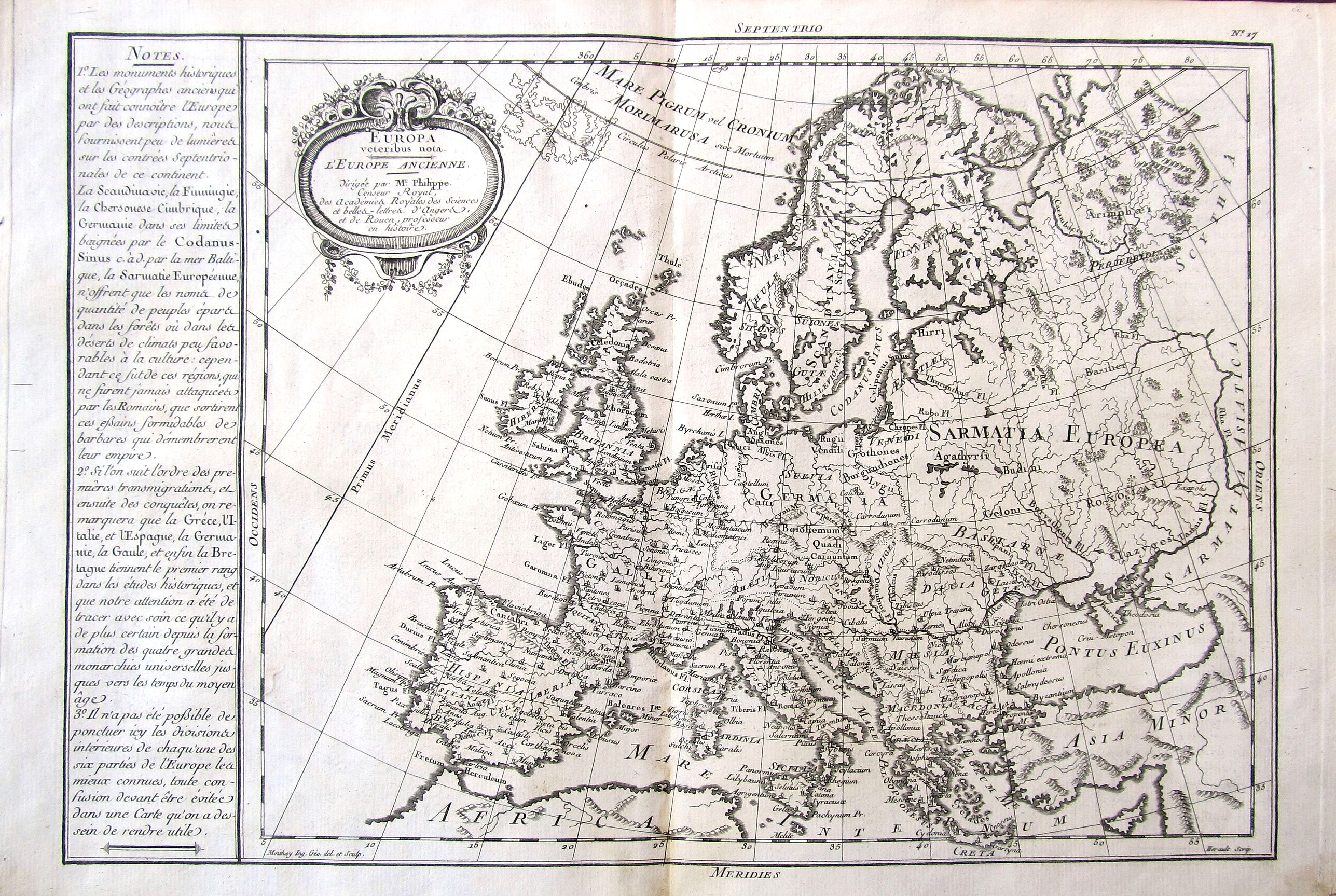 PHILIPPE DE PRETOT, E. A., Europa veteribus nota. L'Europe Ancienne., antique map, old maps